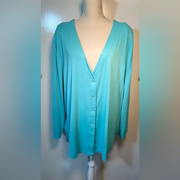 The Travel Collection Turquoise Button-Up Jacket Women’s Size 3X - Picture 2 of 7